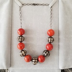 Handmade Coral Beaded Statement Necklace